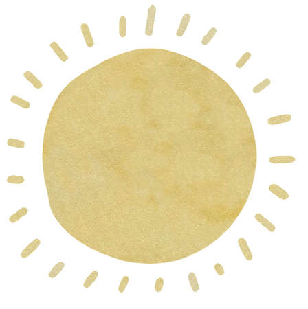 Cute Watercolor cartoon sun with rays in neutral boho style.の写真素材