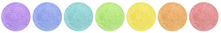 Hand drawn watercolor rainbow colors circle set. Cute element design for card.の写真素材