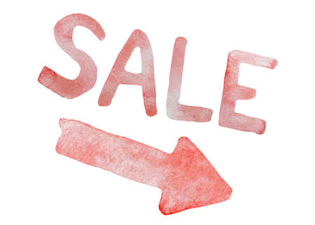 Watercolor sale dicsount shopping illustration. Marketing and sale icons - shopping illustrations collectionの写真素材