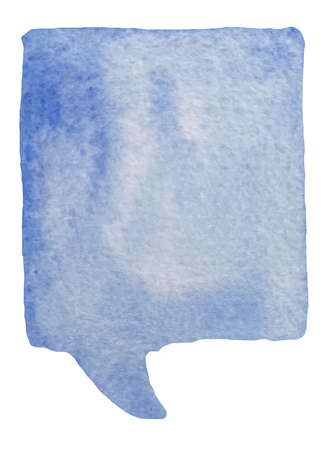 Watercolor illustration of blue speech and thought communication bubble isolated on whiteの写真素材