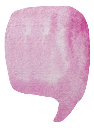 Watercolor illustration of pink speech and thought communication bubble isolated on whiteの写真素材