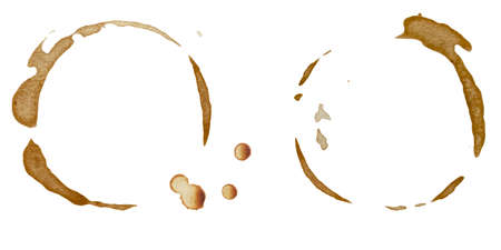 Coffee cup rings isolated on a white background.の写真素材