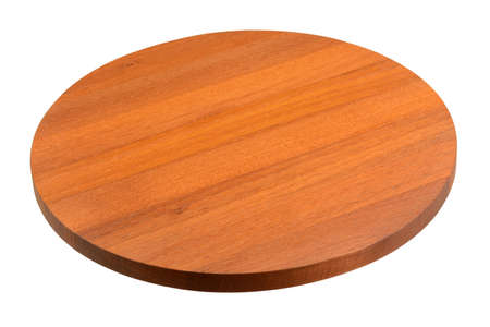 Empty kitchen wooden board isolated on white backgroundの写真素材