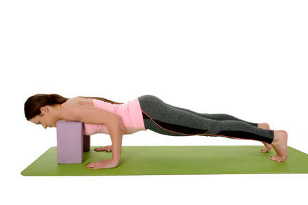 Chaturanga Dandasana -Four-Limbed Staff Pose variation with yoga props