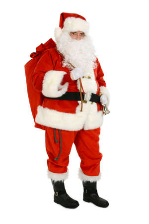 Santa Claus carry sack full of presents on his back. Full length portrait of Santa Claus, carry sacの写真素材