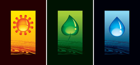 Nature symbol of sun, flora and waterのイラスト素材