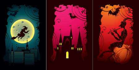 Set of Halloween cardsのイラスト素材