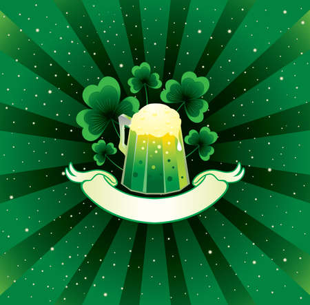Patrick background with beer and shamrock のイラスト素材
