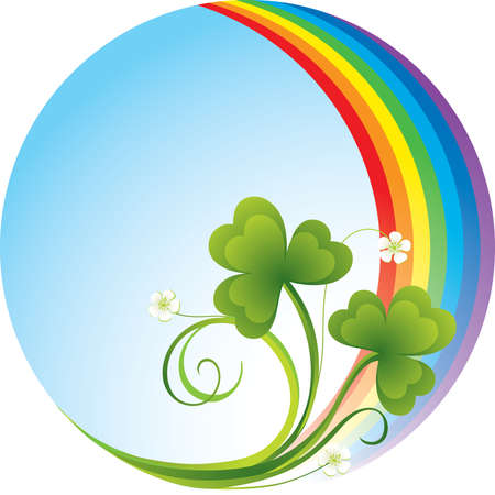 Patrick background with rainbow and shamrock のイラスト素材