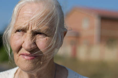 Anxious elderly woman