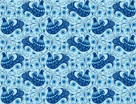 Seamless decorative background with birdsのイラスト素材