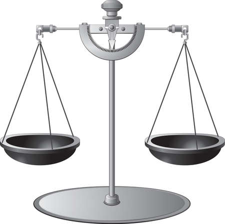 Metal balance scale isolated on whiteのイラスト素材