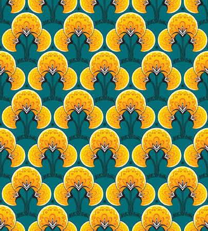 Seamless decorative retro background in asian styleのイラスト素材