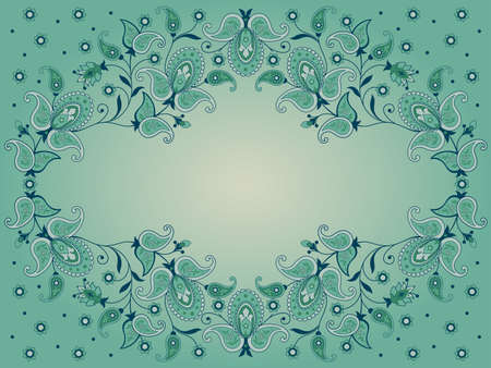 Decorative background with flowers and paisleyのイラスト素材