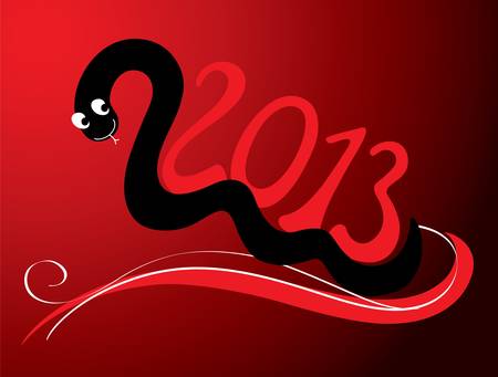 Decorative card with black Snake a symbol 2013 year のイラスト素材
