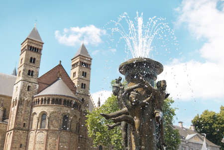 Fountain at the Vrijthof square near Basilica of Saint Servatius, in Maastricht, Holland - Netherland の写真素材