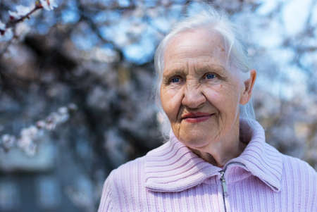 Spring portrait of elderly woman 