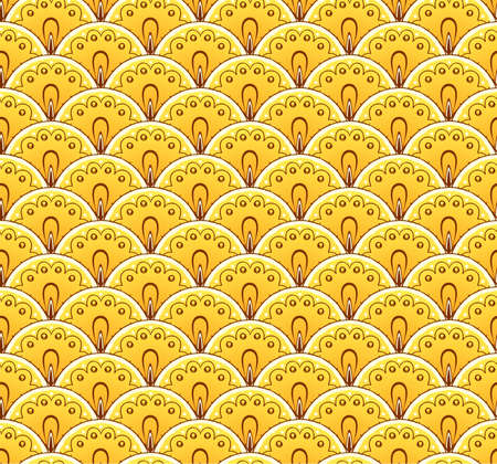 Fan decorative yellowr seamless patternのイラスト素材