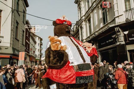 Andenne BELGIUM - 11 MAR. 2018: Bear carnival in Andenne. Traditional carnival of Bears in belgian...