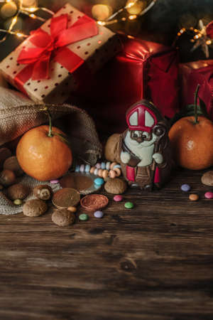 Saint Nicholas chocolate with gifts and candy