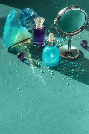 Natural Serum and lavender oil. Concept of spa cosmetic procedureの写真素材