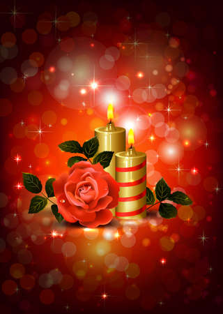 greeting-card with rose and candles of The Valentine s day のイラスト素材