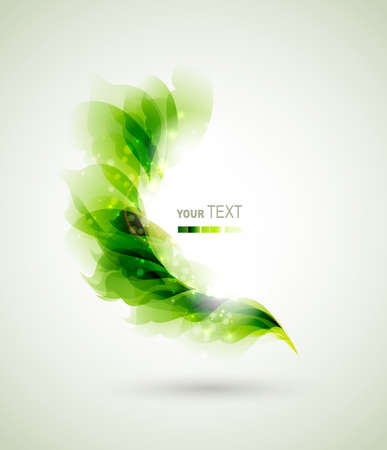 green branch with abstract leaves のイラスト素材