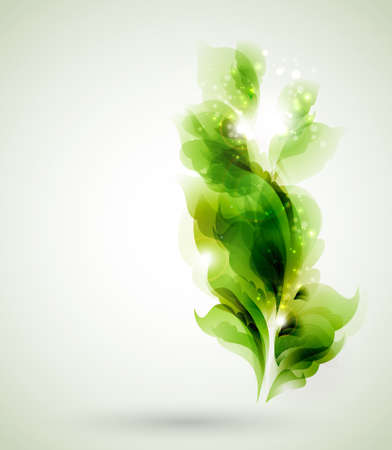 green branch with abstract leaves のイラスト素材