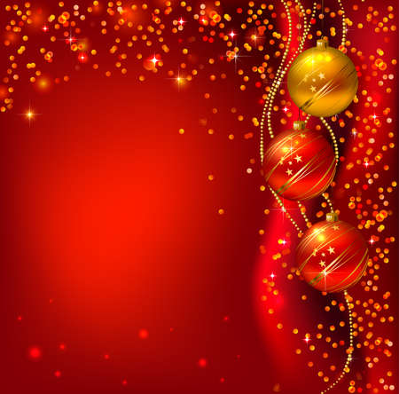 Red background with Christmas balls のイラスト素材