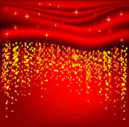 background with red curtain and shiny garlands のイラスト素材
