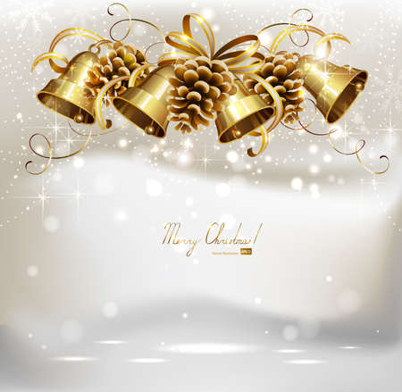 festive bells and cones on the Christmas background のイラスト素材