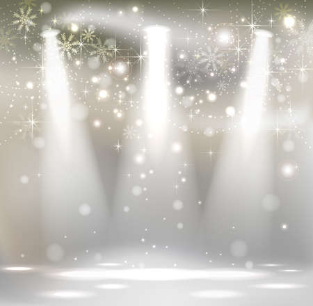 light Christmas Stage Spotlight with snowflakes のイラスト素材
