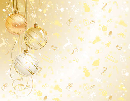 light Christmas backdrop with three balls のイラスト素材