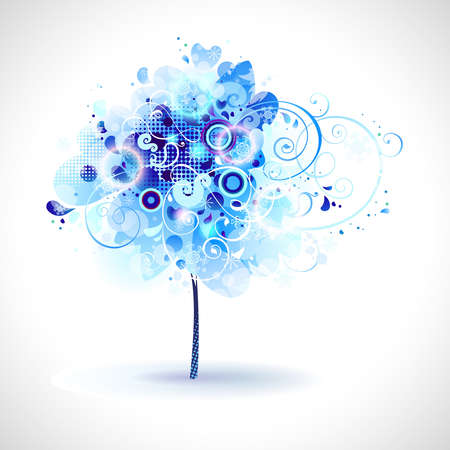 winter composition with blue snow tree のイラスト素材