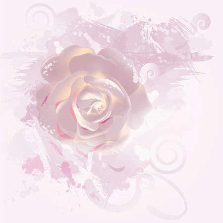 decorative composition with big pink rose のイラスト素材