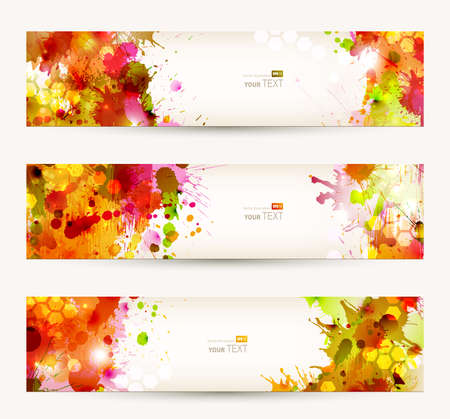 Set of three headers  Abstract artistic Backgrounds of autumn colorsのイラスト素材