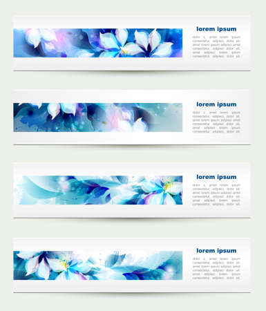 Set of four headers  Abstract blue artistic Backgrounds のイラスト素材