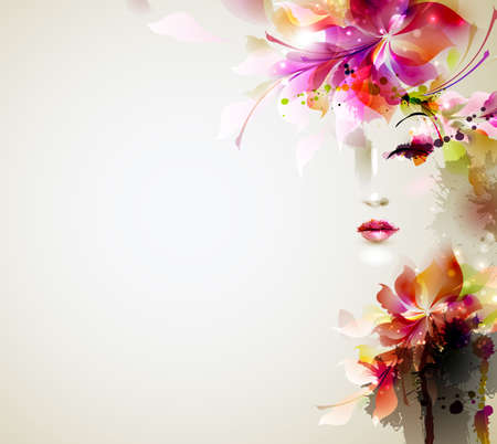 Beautiful fashion women with abstract design elementsのイラスト素材