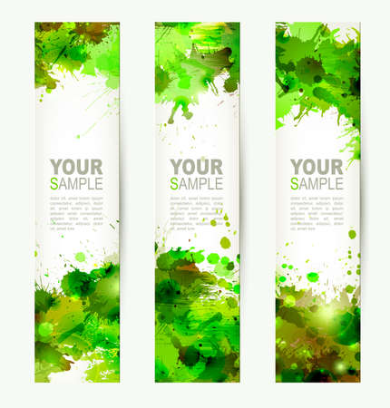 Set of three headers  Abstract artistic Backgrounds of green colors のイラスト素材
