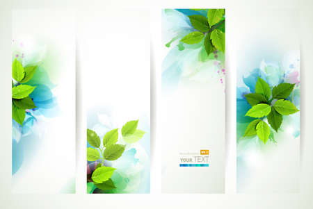 headers with fresh green leaves のイラスト素材
