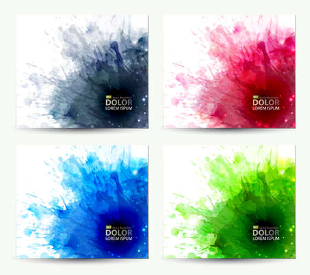 set of abstract artistic element forming by blots のイラスト素材