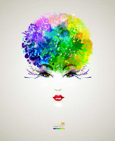 fashionable girl with dyed vivid hair のイラスト素材