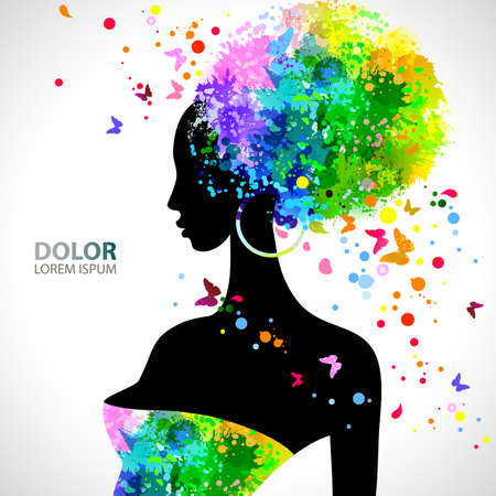 Summer decorative composition with girlのイラスト素材