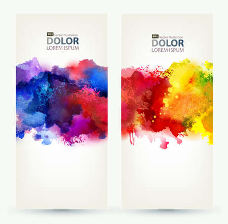 Two headers  Bright watercolor stains のイラスト素材