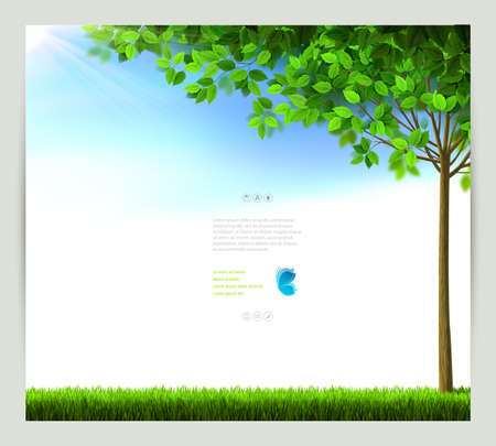 Season tree with green leaves on the blue skyのイラスト素材