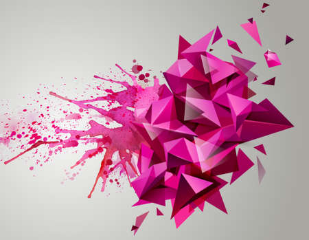 Geometric pink abstract banner. Modern triangular formed by artistic blots.のイラスト素材