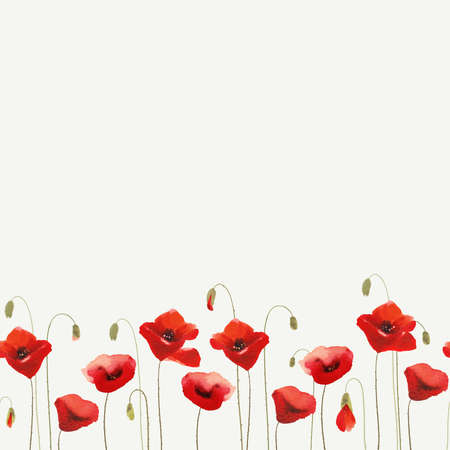 Floral glade with poppies.のイラスト素材