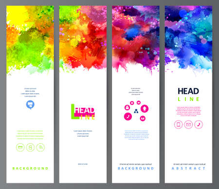 set of four banners, abstract headers with varicolored blotsのイラスト素材
