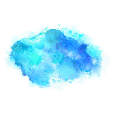 Cyan and blue watercolor stains. Bright element for abstract artistic background.のイラスト素材