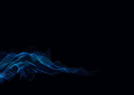 Abstract background with blue glowing graphic elements formed by dots.のイラスト素材